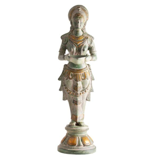 Lakshmi - Messing, antik Sandstein grün mit Gold Finish