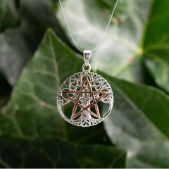 Yggdrasil mit Pentagramm Anhänger 925 Silber